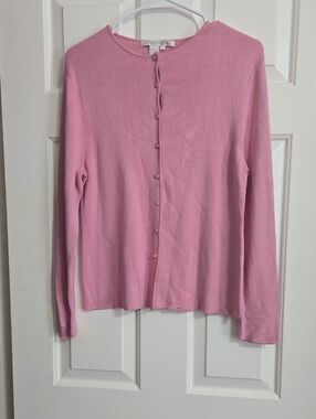 Women's SILK Pink Button-Front Cardigan Sweater